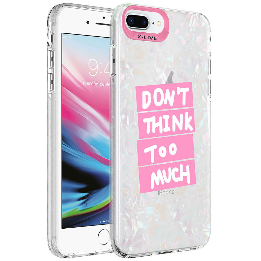 iPhone Uyumlu 7 Plus Kılıf Mermer Desenli Zore Marbello Kapak-Pembe