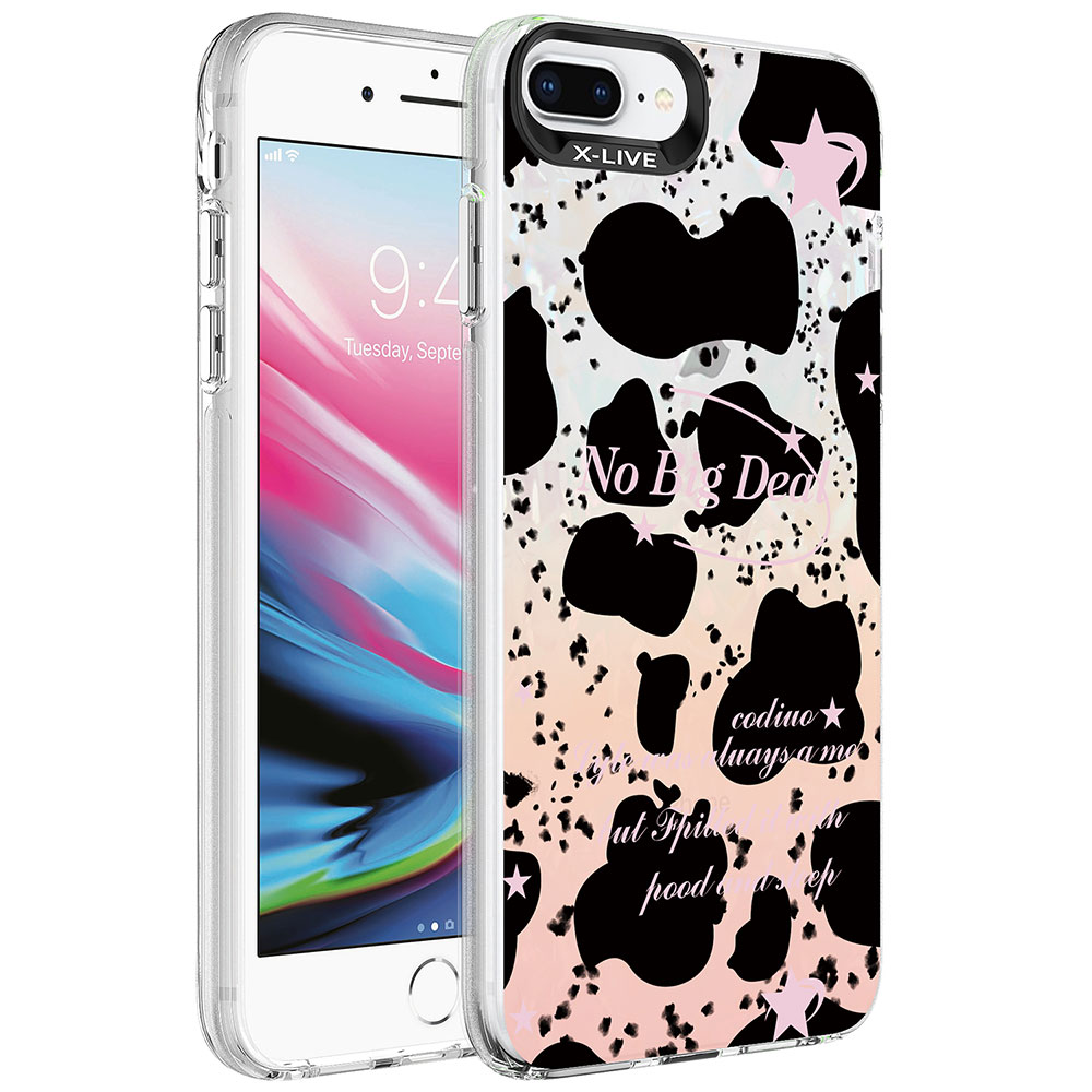 iPhone Uyumlu 7 Plus Kılıf Mermer Desenli Zore Marbello Kapak-Siyah-beyaz