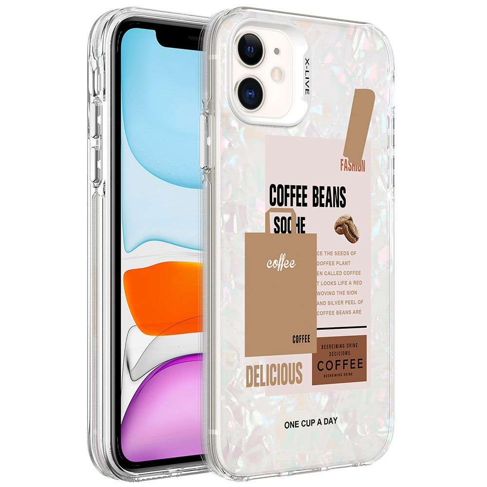 iPhone Uyumlu 11 Kılıf Mermer Desenli Zore Marbello Kapak-Kahverengi