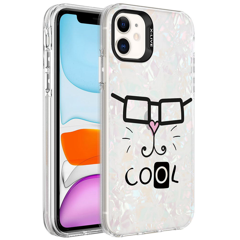 iPhone Uyumlu 12 Kılıf Mermer Desenli Zore Marbello Kapak-Beyaz