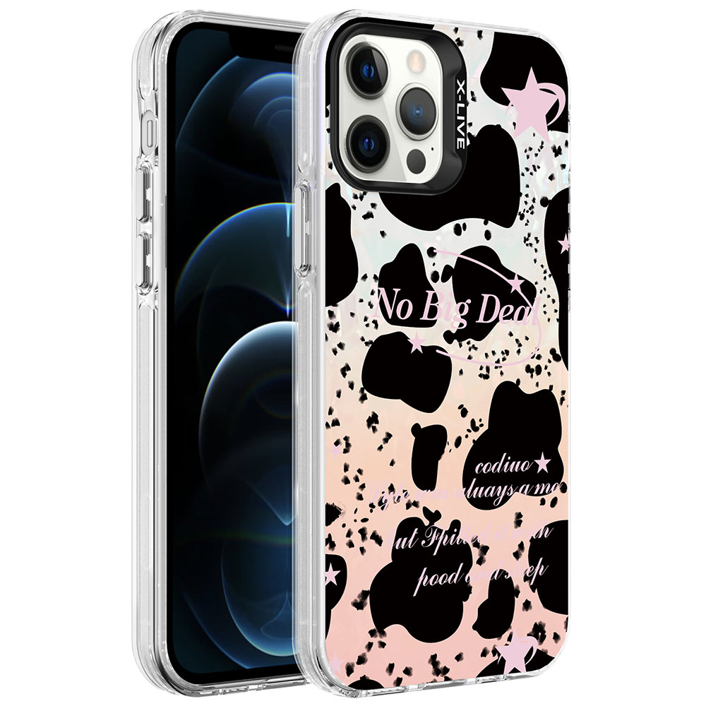 iPhone Uyumlu 12 Pro Kılıf Mermer Desenli Zore Marbello Kapak-Siyah-beyaz