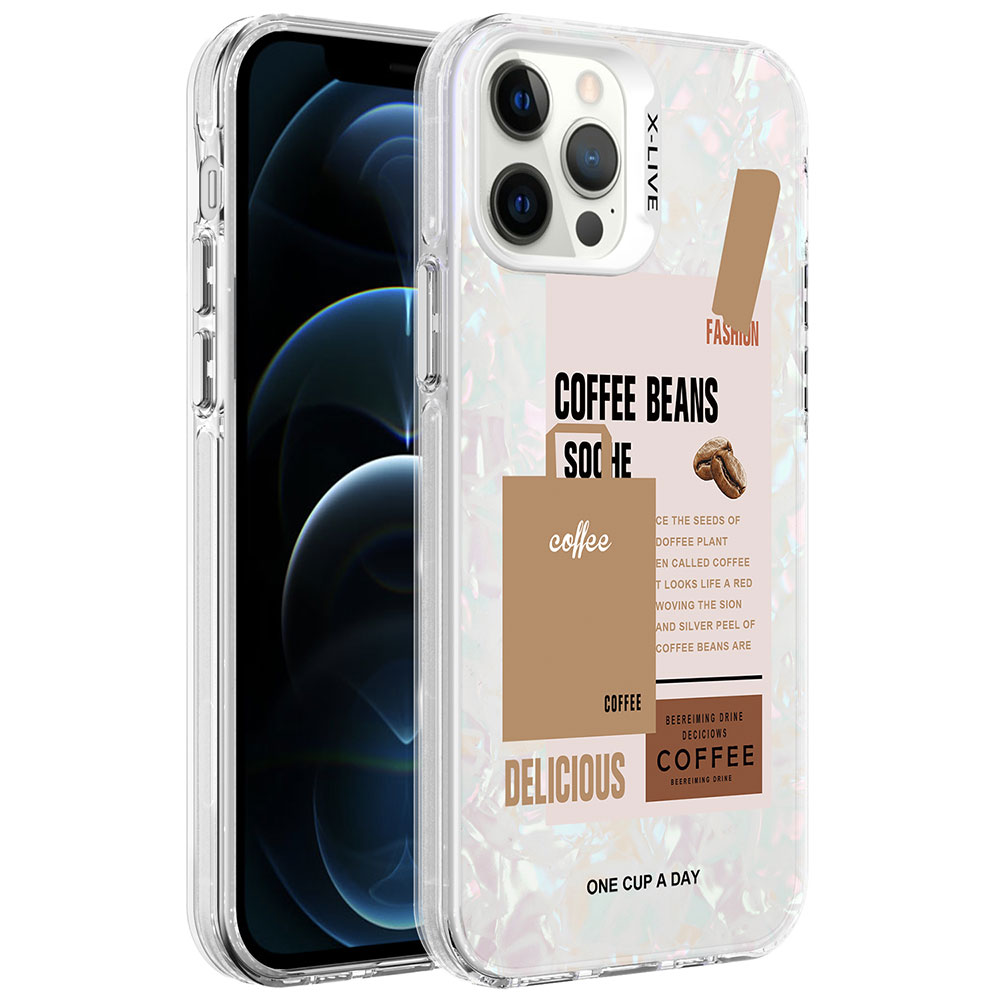 iPhone Uyumlu 12 Pro Max Kılıf Mermer Desenli Zore Marbello Kapak-Kahverengi