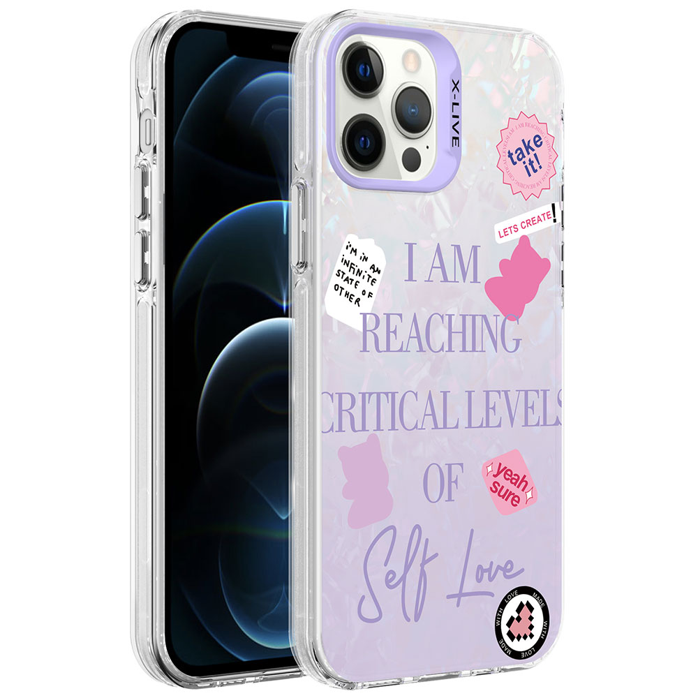 iPhone Uyumlu 12 Pro Max Kılıf Mermer Desenli Zore Marbello Kapak-Mor