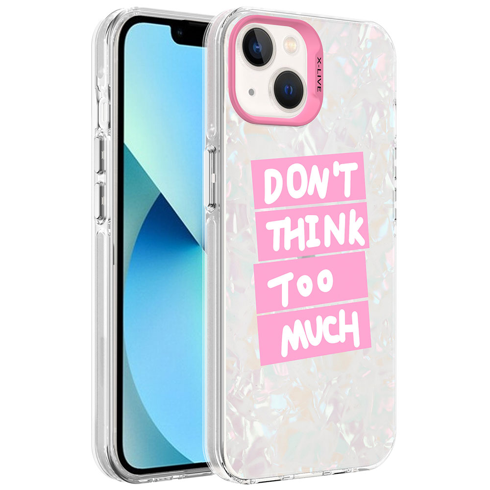 iPhone Uyumlu 13 Kılıf Mermer Desenli Zore Marbello Kapak-Pembe