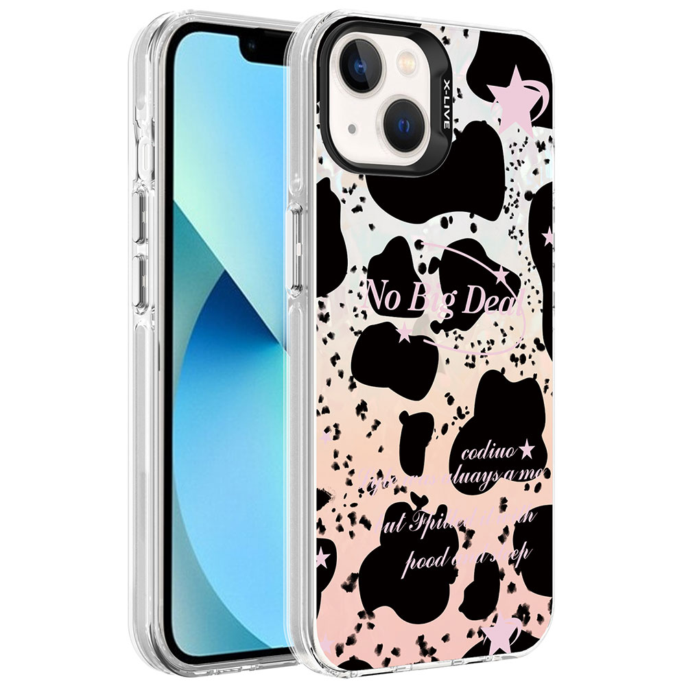 iPhone Uyumlu 13 Kılıf Mermer Desenli Zore Marbello Kapak-Siyah-beyaz