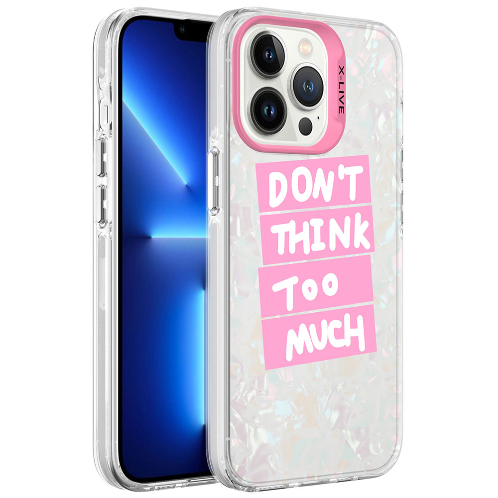 iPhone Uyumlu 13 Pro Max Kılıf Mermer Desenli Zore Marbello Kapak-Pembe