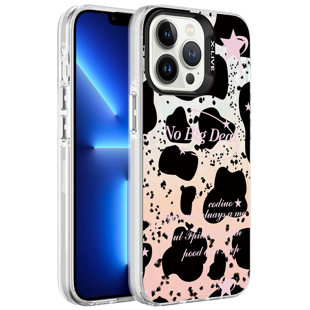 iPhone Uyumlu 13 Pro Max Kılıf Mermer Desenli Zore Marbello Kapak-Siyah-beyaz