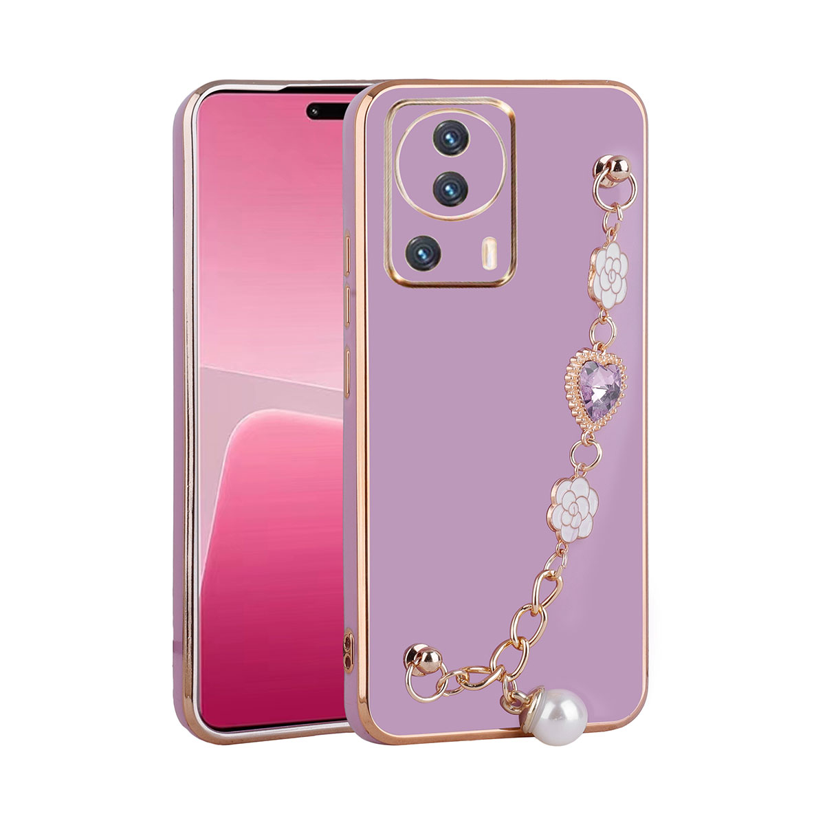 Xiaomi Uyumlu  Mi 13 Lite Kılıf El Tutamaçlı Kamera Korumalı Zore Taka Silikon Kapak-Mor