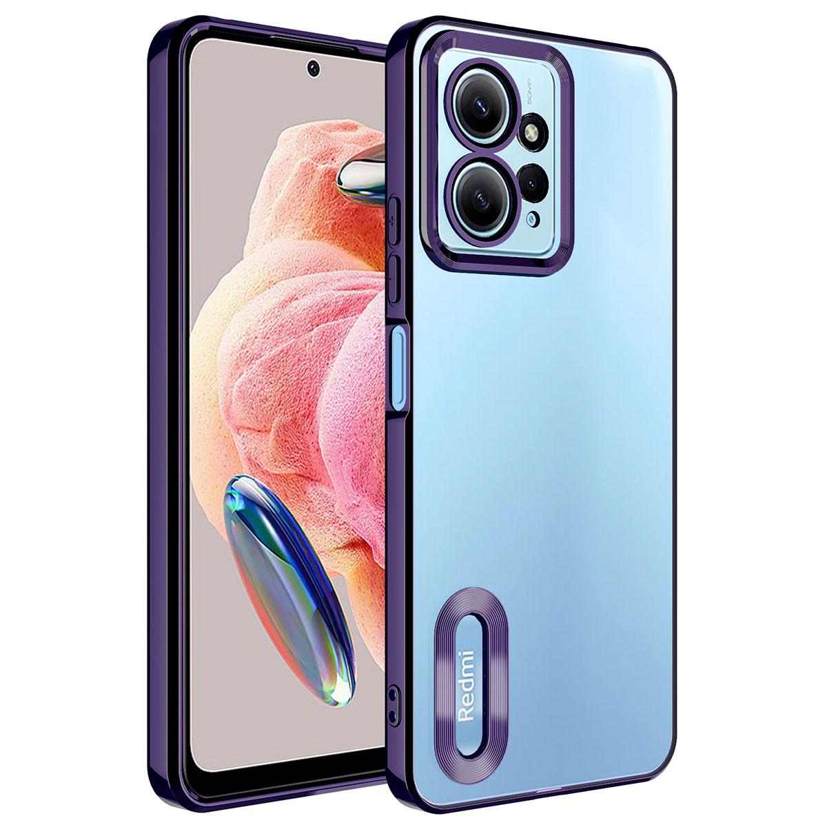 Xiaomi Uyumlu  Redmi Note 12 4G Kılıf Kamera Korumalı Logo Gösteren Zore Omega Kapak-Derin mor