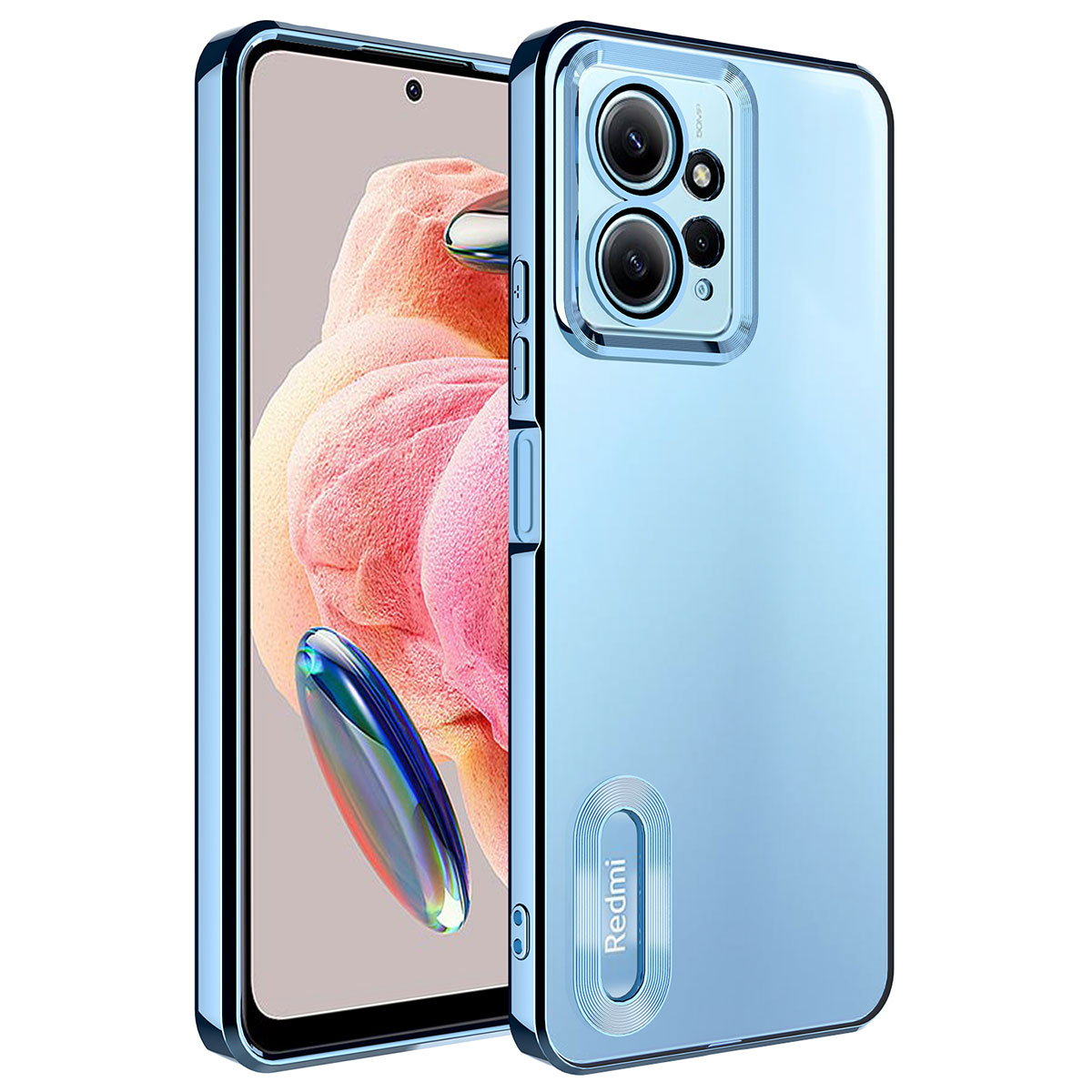 Xiaomi Uyumlu  Redmi Note 12 4G Kılıf Kamera Korumalı Logo Gösteren Zore Omega Kapak-Sierra mavi