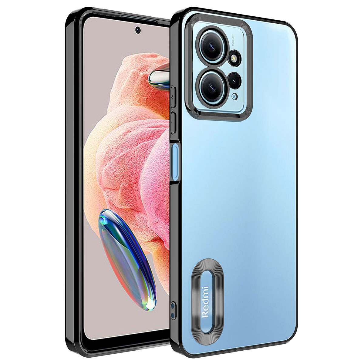 Xiaomi Uyumlu  Redmi Note 12 4G Kılıf Kamera Korumalı Logo Gösteren Zore Omega Kapak-Siyah