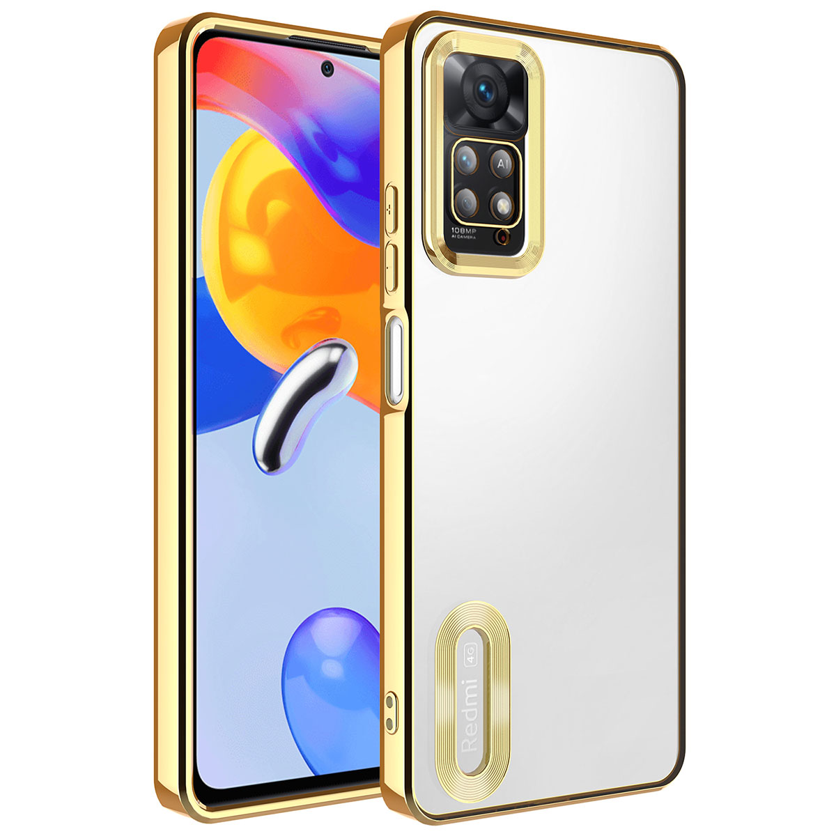 Xiaomi Uyumlu  Redmi Note 12 Pro 4G Kılıf Kamera Korumalı Logo Gösteren Zore Omega Kapak-Gold