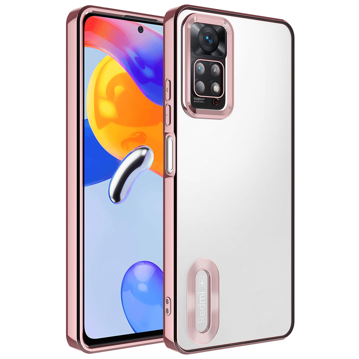 Xiaomi Uyumlu  Redmi Note 12 Pro 4G Kılıf Kamera Korumalı Logo Gösteren Zore Omega Kapak-Rose gold