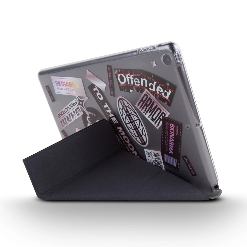 iPad Uyumlu 10.2 2021 (9.Nesil) Kılıf SkinArma Sticker Tasarımlı Arkası Şeffaf Standlı Mageru Kılıf