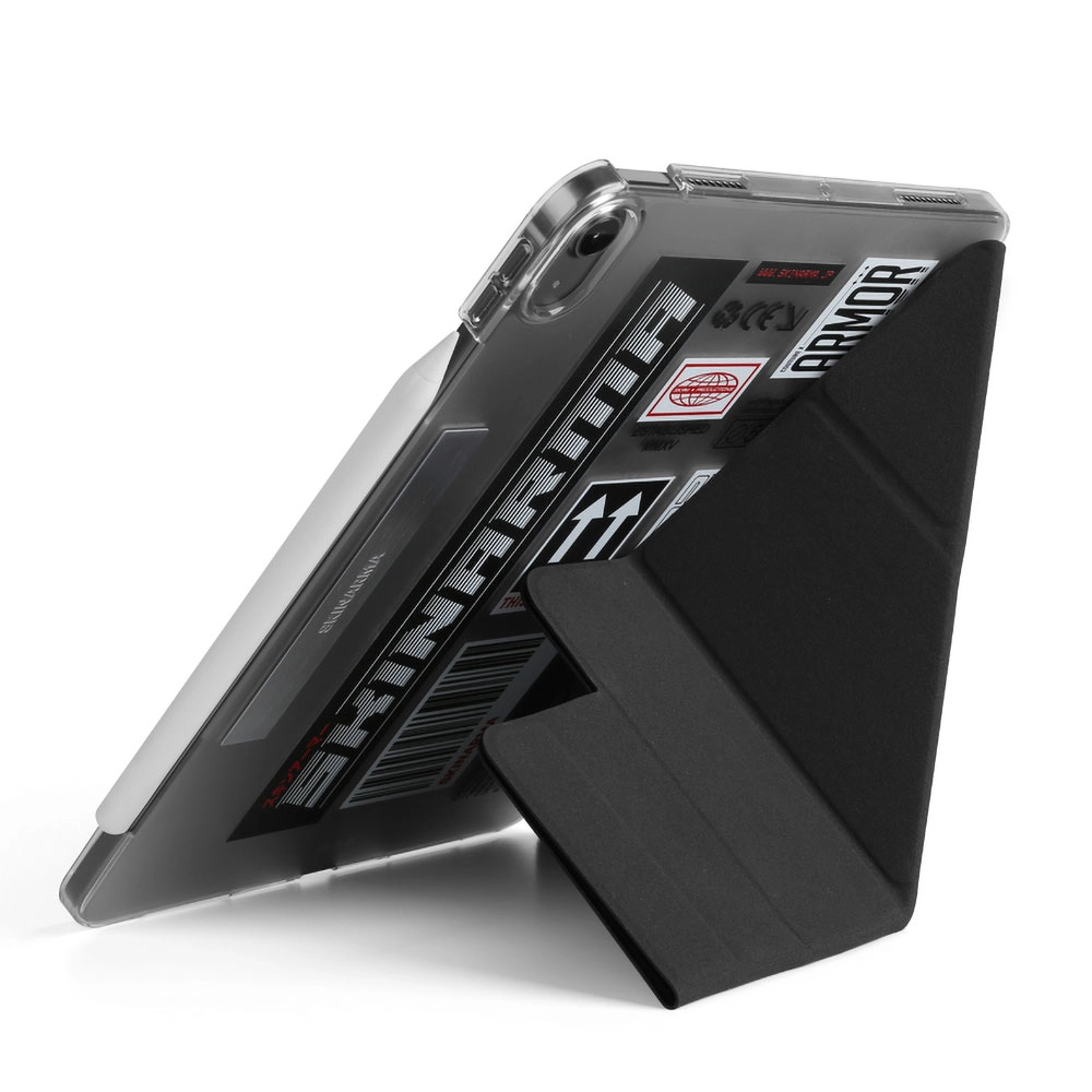 iPad Uyumlu Air 10.9 2022 (5.Nesil) Kılıf SkinArma Sticker Tasarımlı Kalemlikli Arkası Şeffaf Standlı Magnetik Taito Kılıf