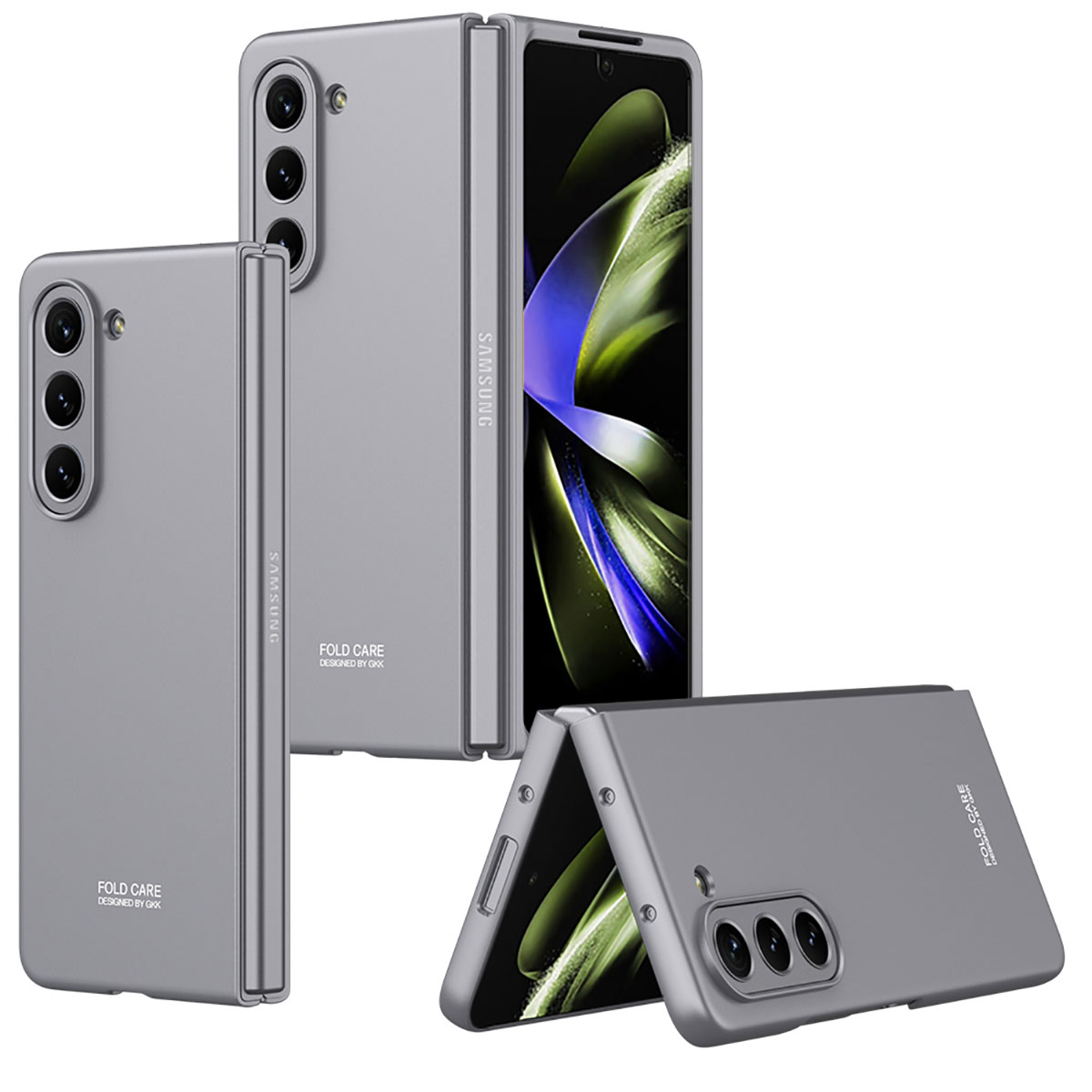 Galaxy Uyumlu Z Fold 5 Kılıf Zore Sert Kıpta Kapak-Gri