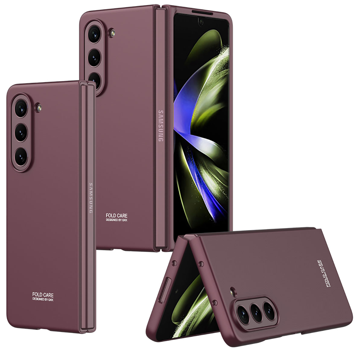 Galaxy Uyumlu Z Fold 5 Kılıf Zore Sert Kıpta Kapak-Kırmızı