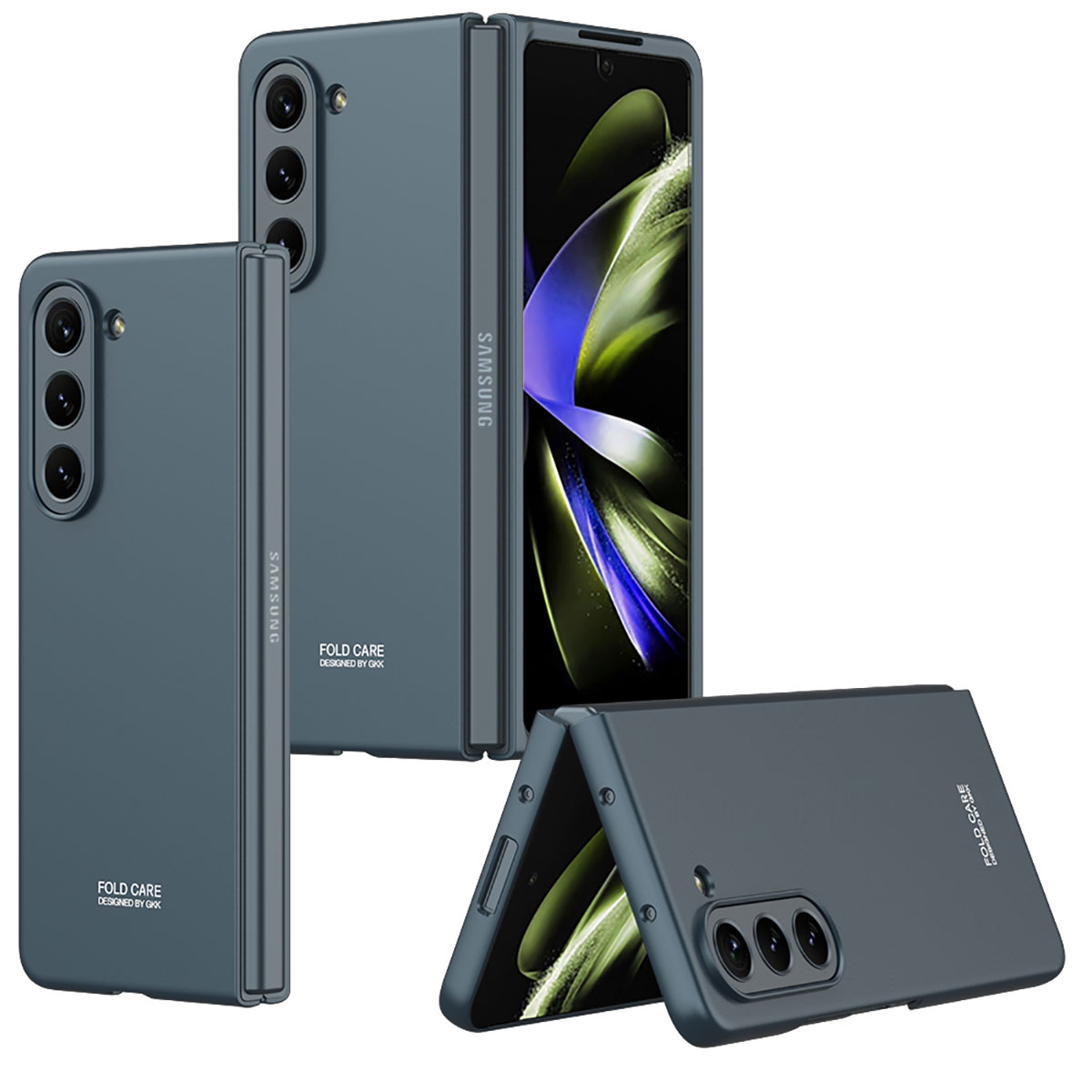 Galaxy Uyumlu Z Fold 5 Kılıf Zore Sert Kıpta Kapak-Koyu yeşil