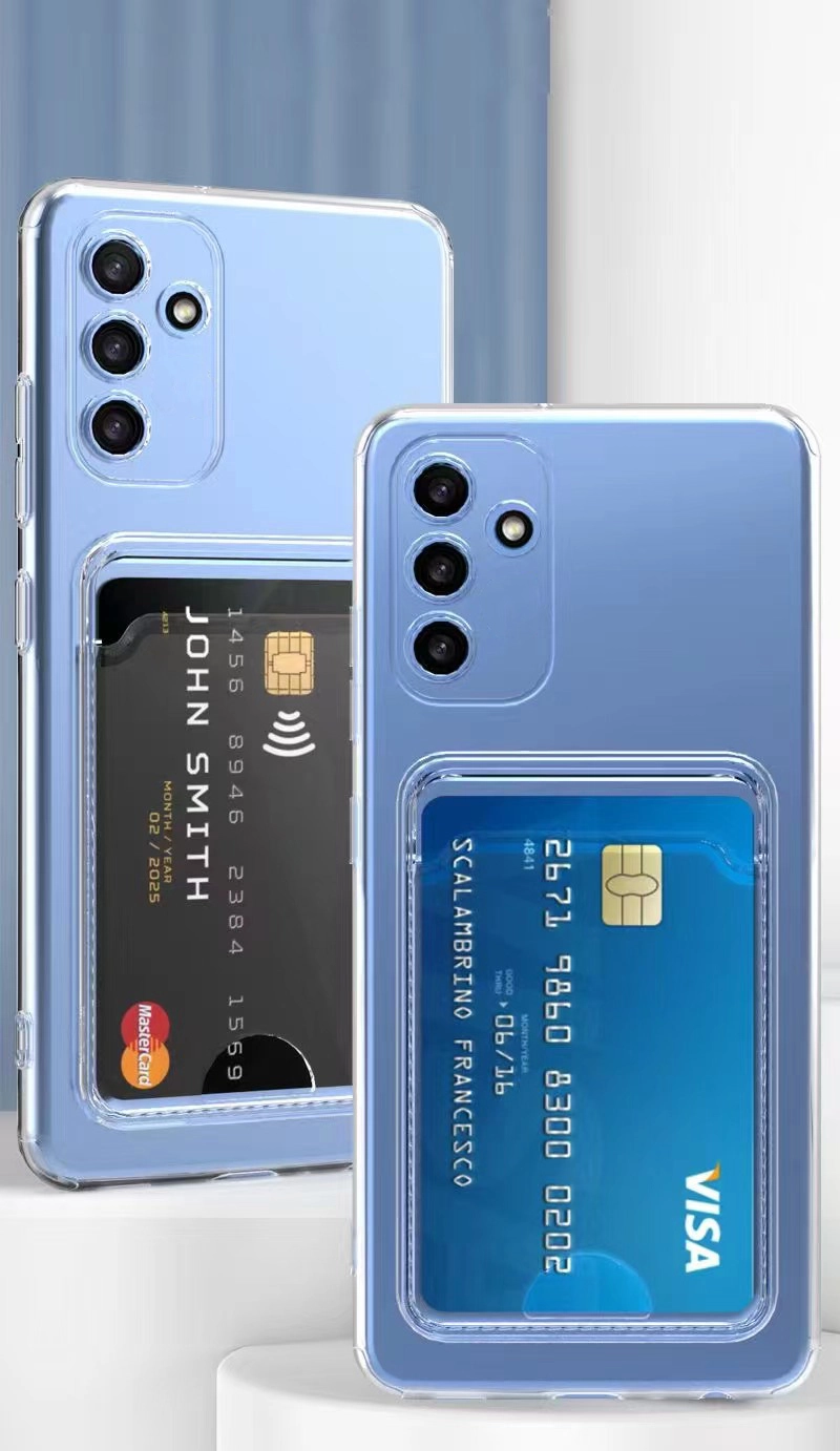 Galaxy Uyumlu A14 Kılıf Kartlıklı Şeffaf Zore Setra Clear Silikon Kapak