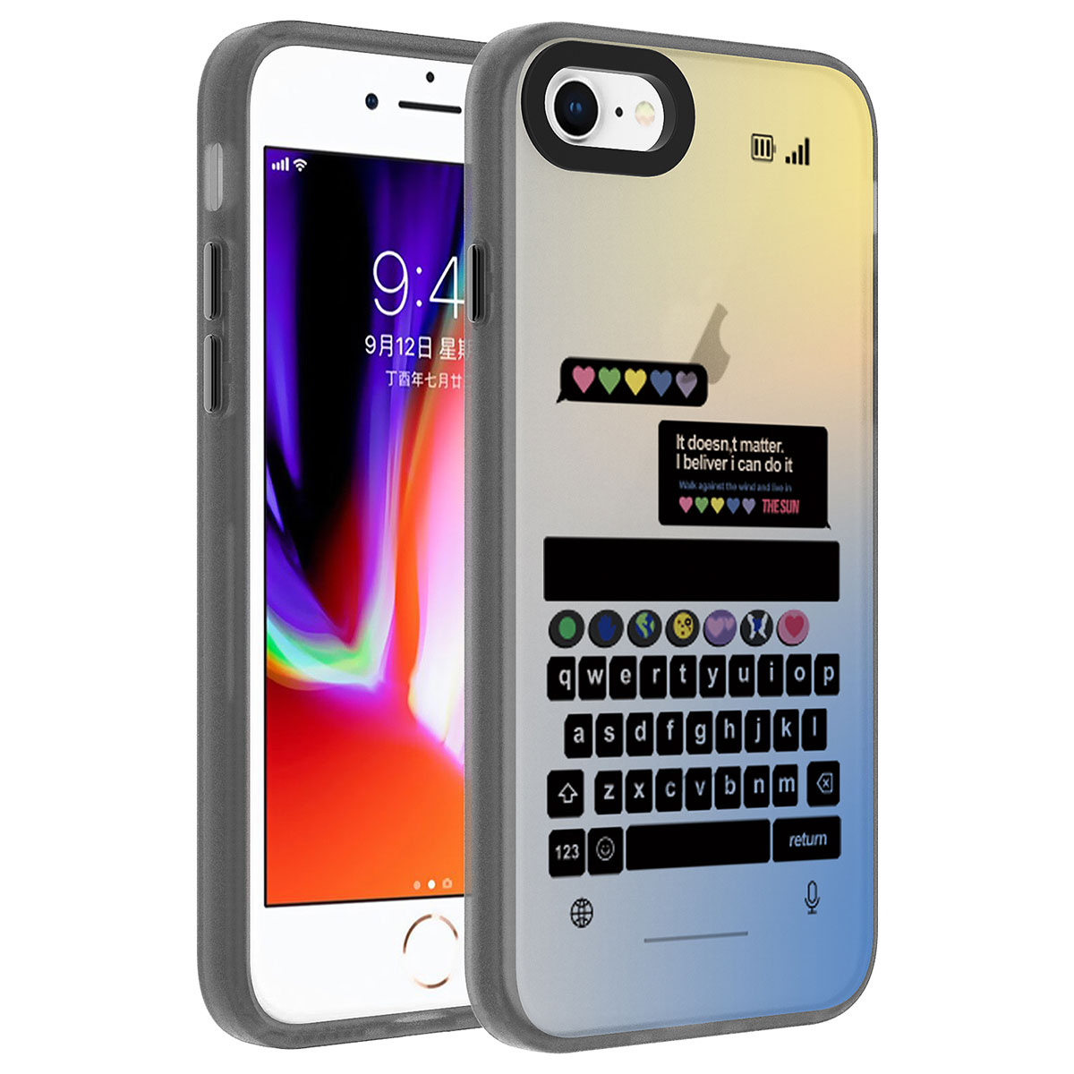 iPhone Uyumlu 8 Kılıf Desenli Zore Dragon Sert Kapak-Klavye