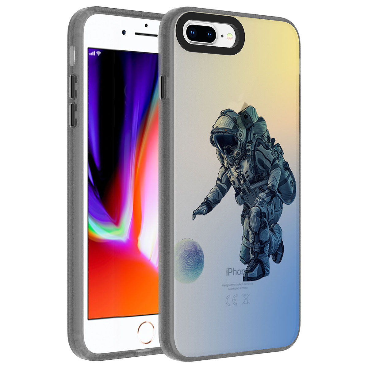 iPhone Uyumlu 7 Plus Kılıf Desenli Zore Dragon Sert Kapak-Astronot