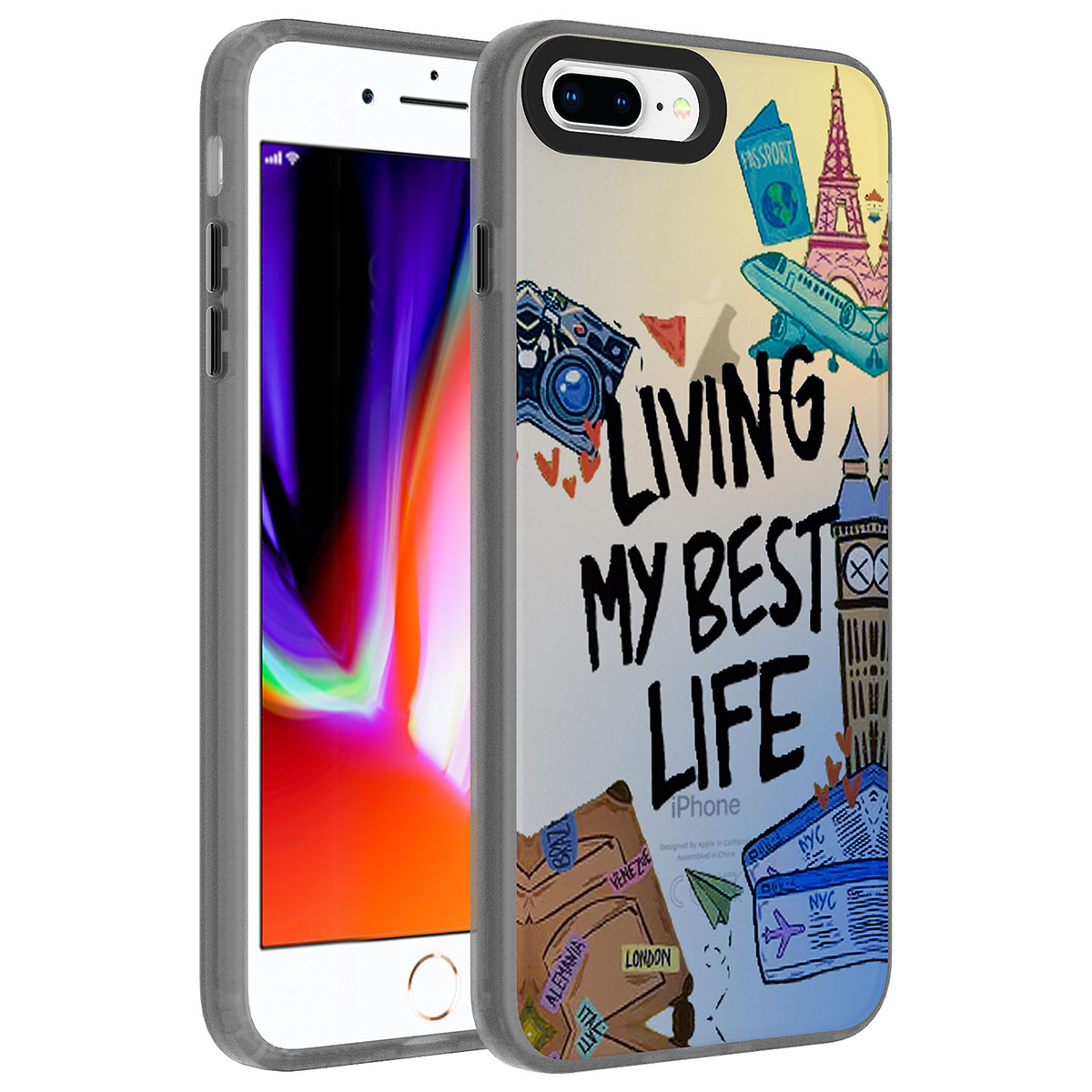 iPhone Uyumlu 8 Plus Kılıf Desenli Zore Dragon Sert Kapak-Seyahat