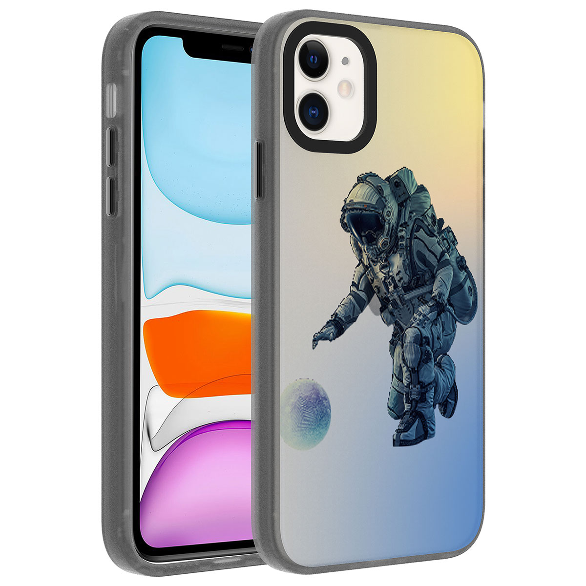 iPhone Uyumlu 12 Kılıf Desenli Zore Dragon Sert Kapak-Astronot
