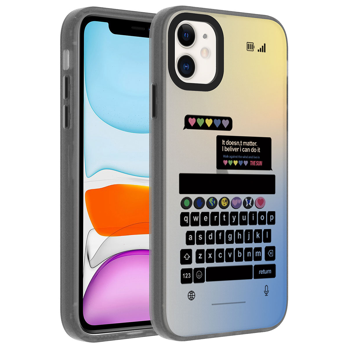 iPhone Uyumlu 12 Kılıf Desenli Zore Dragon Sert Kapak-Klavye