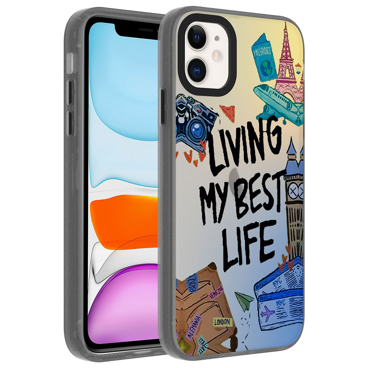 iPhone Uyumlu 12 Kılıf Desenli Zore Dragon Sert Kapak-Seyahat