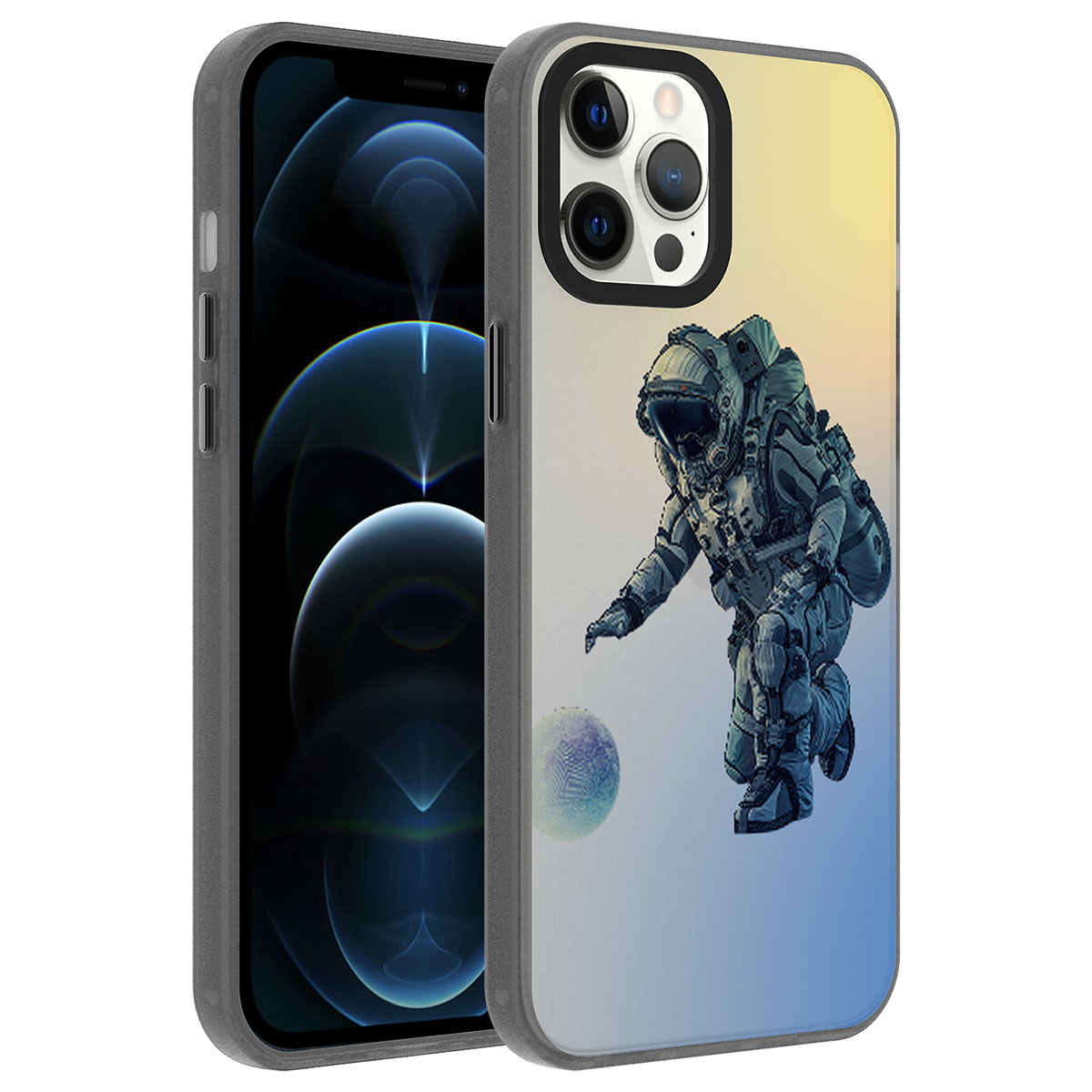 iPhone Uyumlu 12 Pro Max Kılıf Desenli Zore Dragon Sert Kapak-Astronot