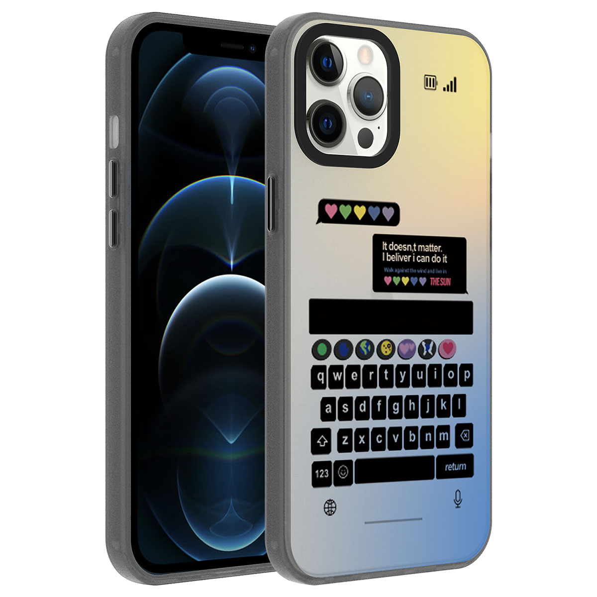 iPhone Uyumlu 12 Pro Max Kılıf Desenli Zore Dragon Sert Kapak-Klavye