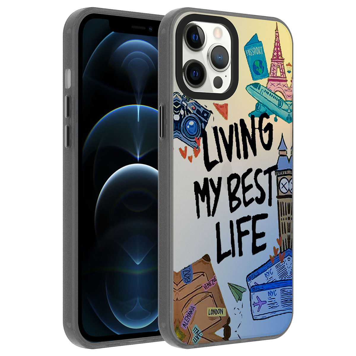 iPhone Uyumlu 12 Pro Max Kılıf Desenli Zore Dragon Sert Kapak-Seyahat