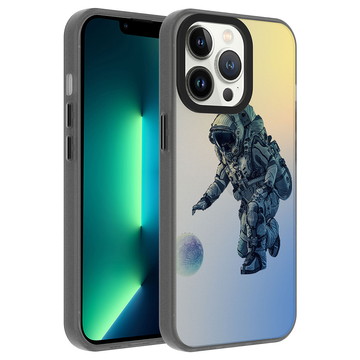 iPhone Uyumlu 13 Pro Max Kılıf Desenli Zore Dragon Sert Kapak-Astronot
