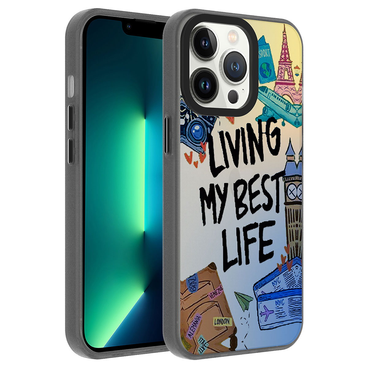 iPhone Uyumlu 13 Pro Max Kılıf Desenli Zore Dragon Sert Kapak-Seyahat