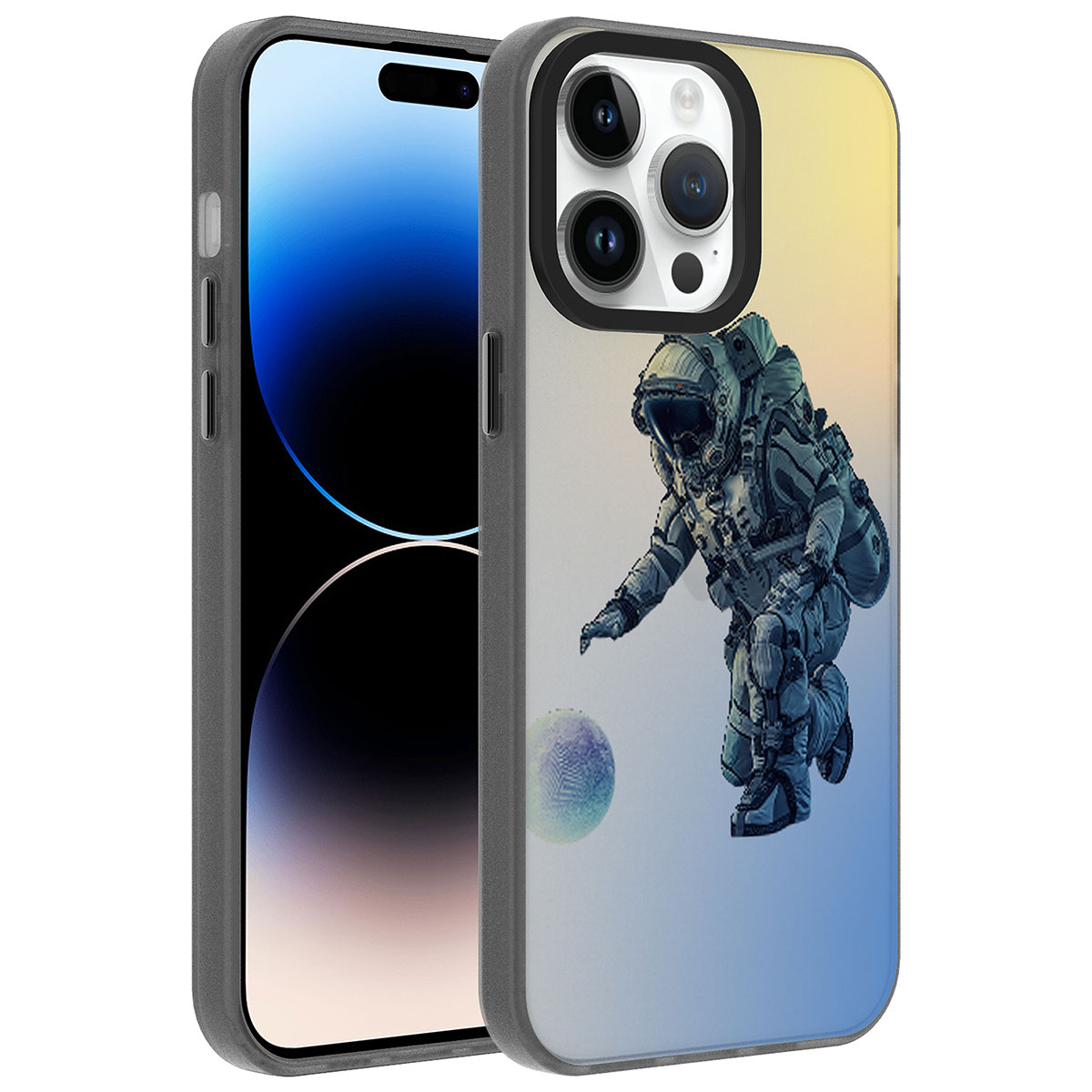 iPhone Uyumlu 14 Pro Max Kılıf Desenli Zore Dragon Sert Kapak-Astronot