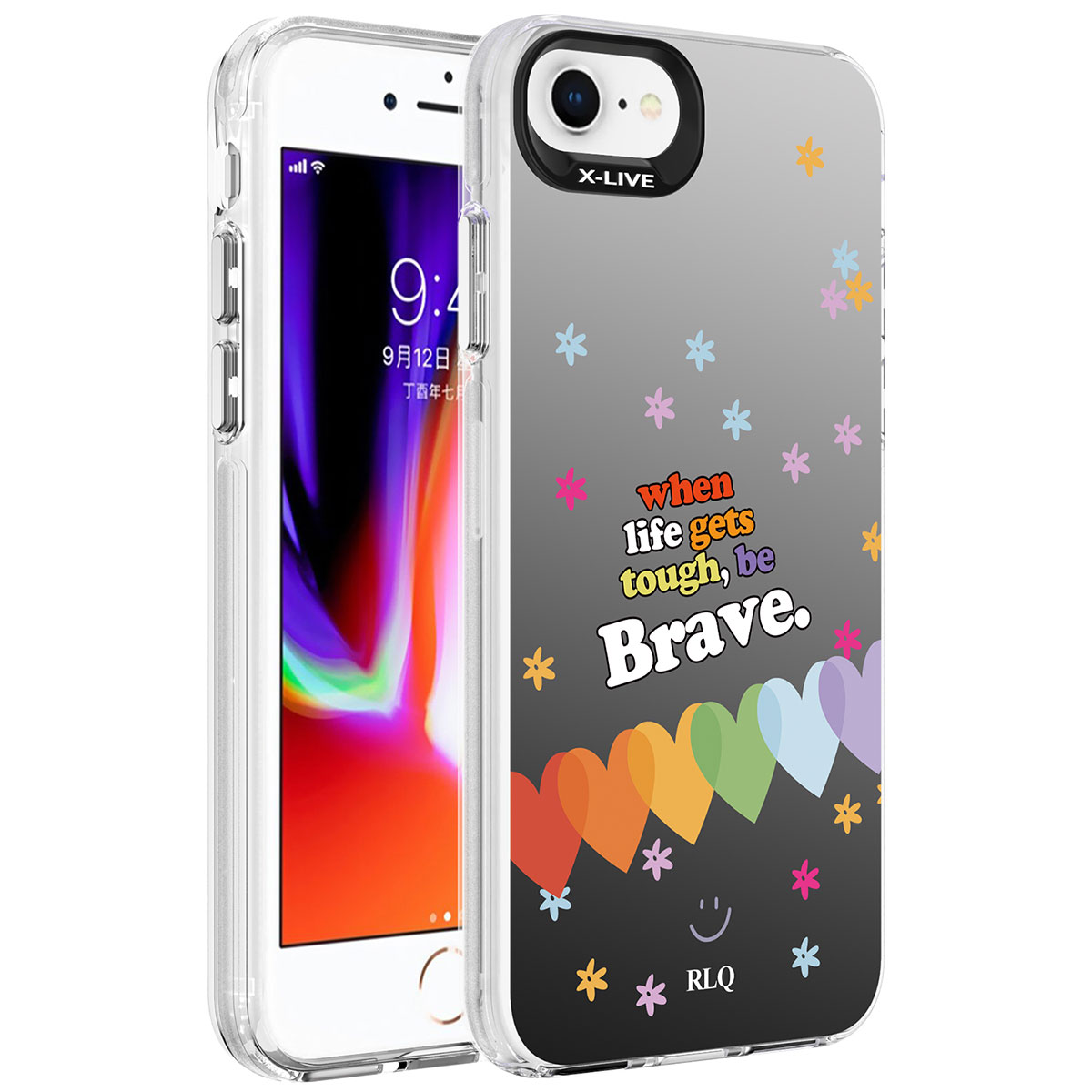 iPhone Uyumlu 7 Kılıf Desenli Zore Silver Sert Kapak-Kalp