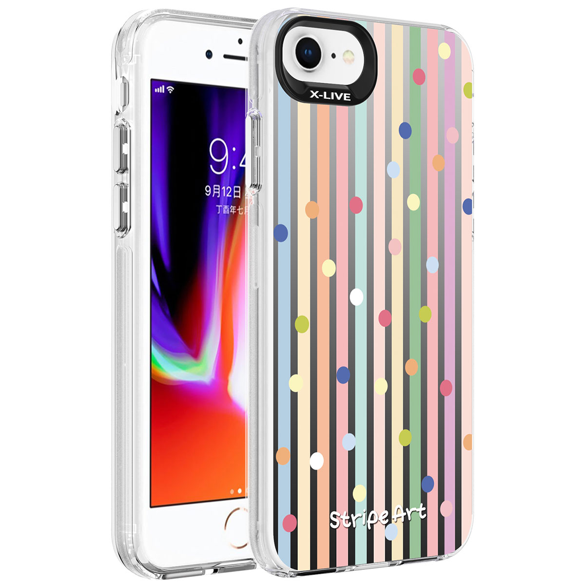 iPhone Uyumlu 7 Kılıf Desenli Zore Silver Sert Kapak-Noktalar