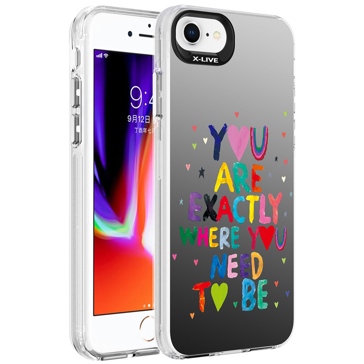 iPhone Uyumlu 7 Kılıf Desenli Zore Silver Sert Kapak-You