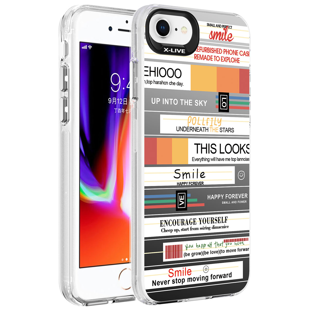iPhone Uyumlu SE 2020 Kılıf Desenli Zore Silver Sert Kapak-Mottolar