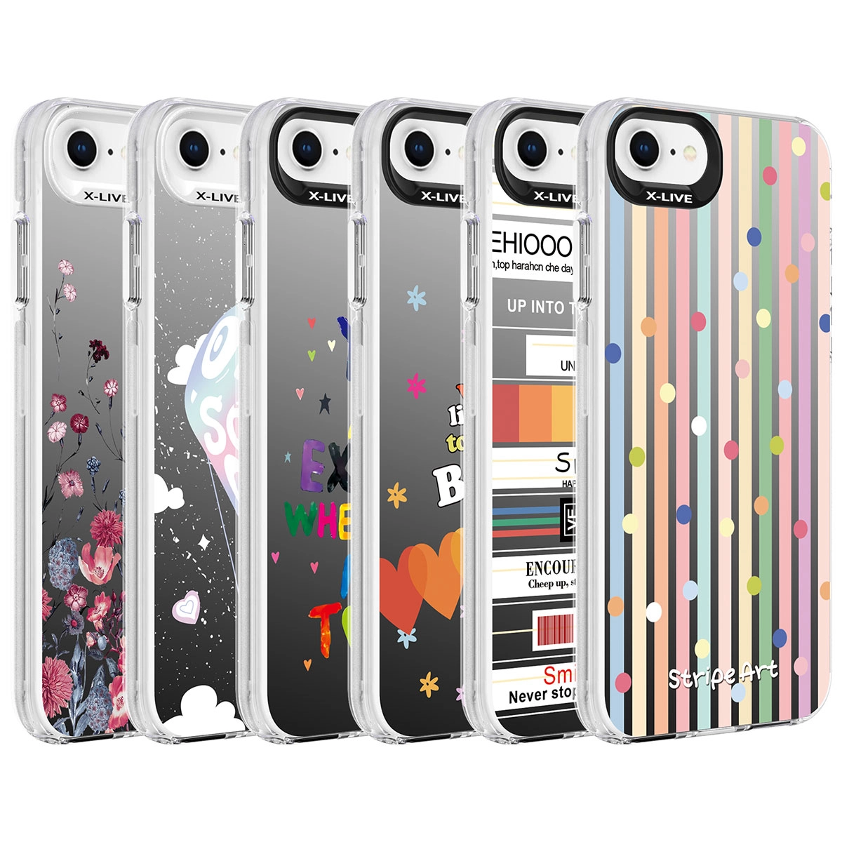 iPhone Uyumlu SE 2022 Kılıf Desenli Zore Silver Sert Kapak