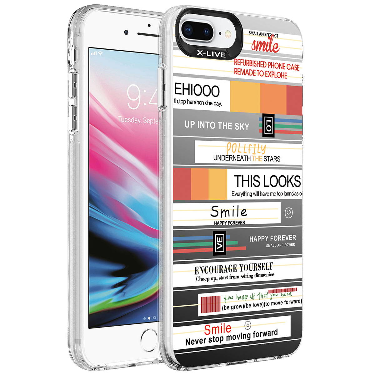 iPhone Uyumlu 7 Plus Kılıf Desenli Zore Silver Sert Kapak-Mottolar