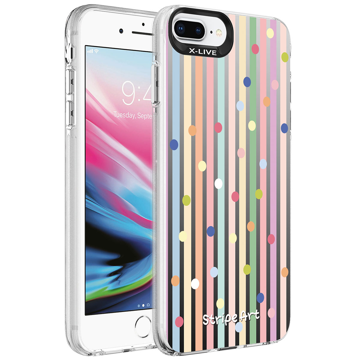 iPhone Uyumlu 7 Plus Kılıf Desenli Zore Silver Sert Kapak-Noktalar