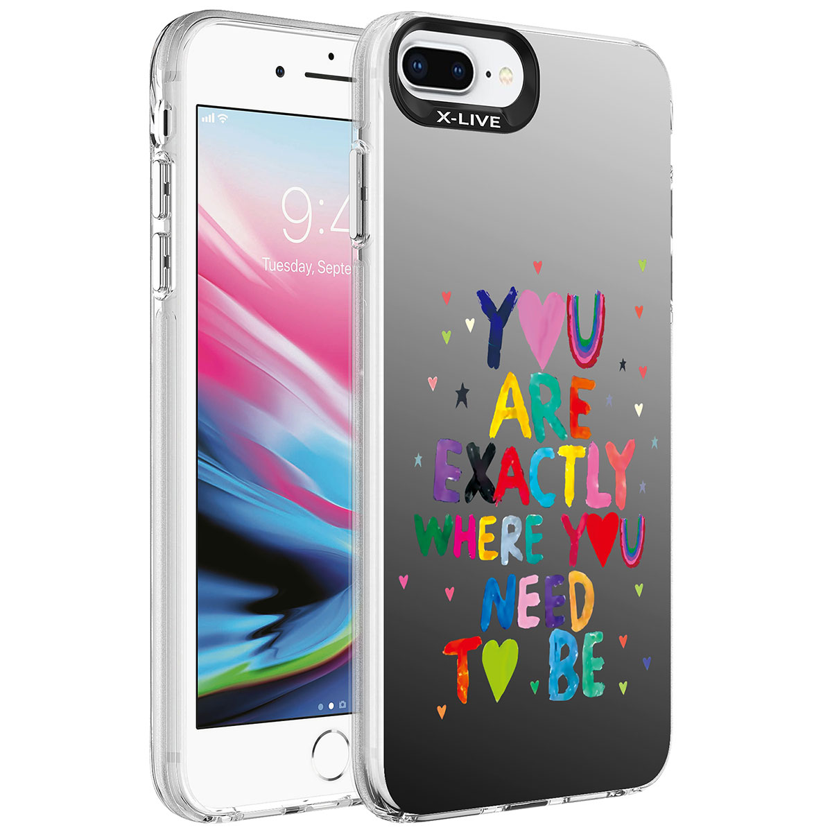 iPhone Uyumlu 7 Plus Kılıf Desenli Zore Silver Sert Kapak-You