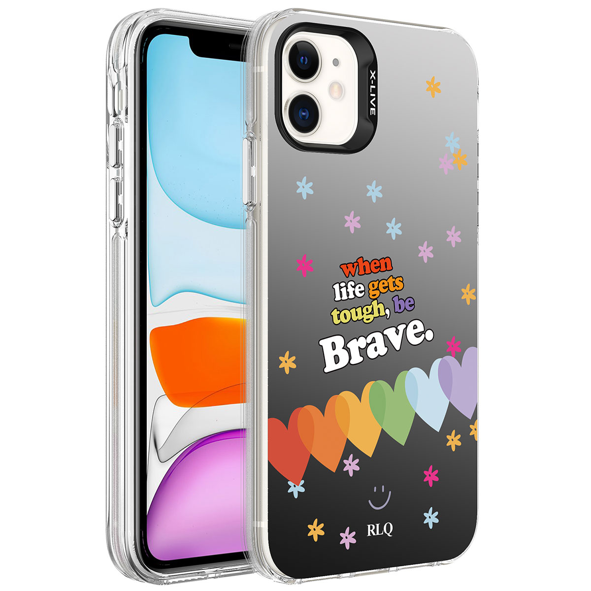 iPhone Uyumlu 11 Kılıf Desenli Zore Silver Sert Kapak-Kalp