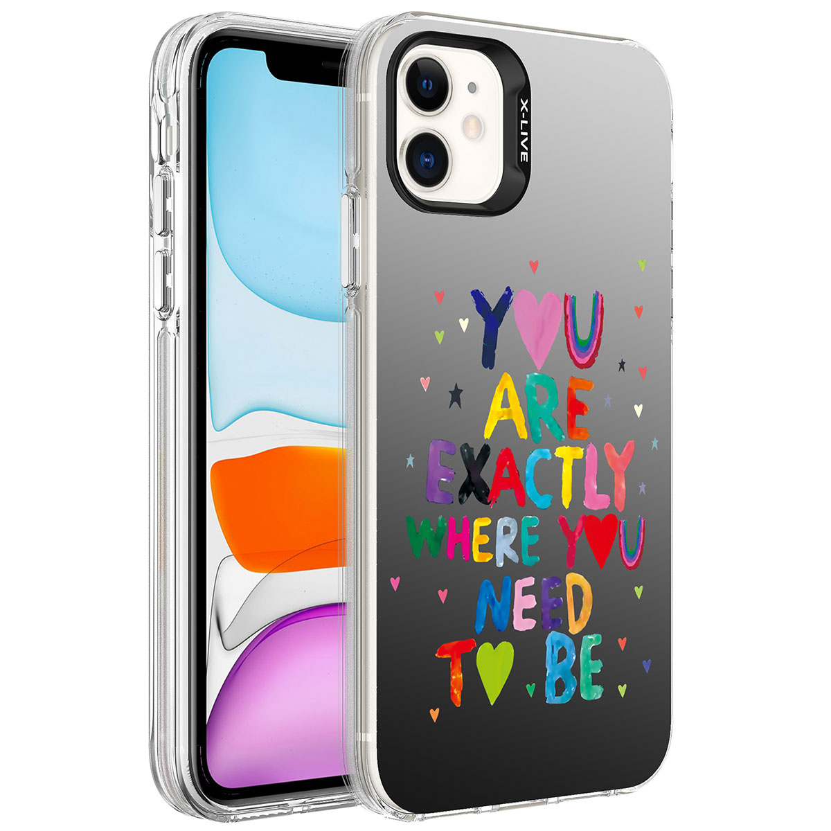 iPhone Uyumlu 11 Kılıf Desenli Zore Silver Sert Kapak-You