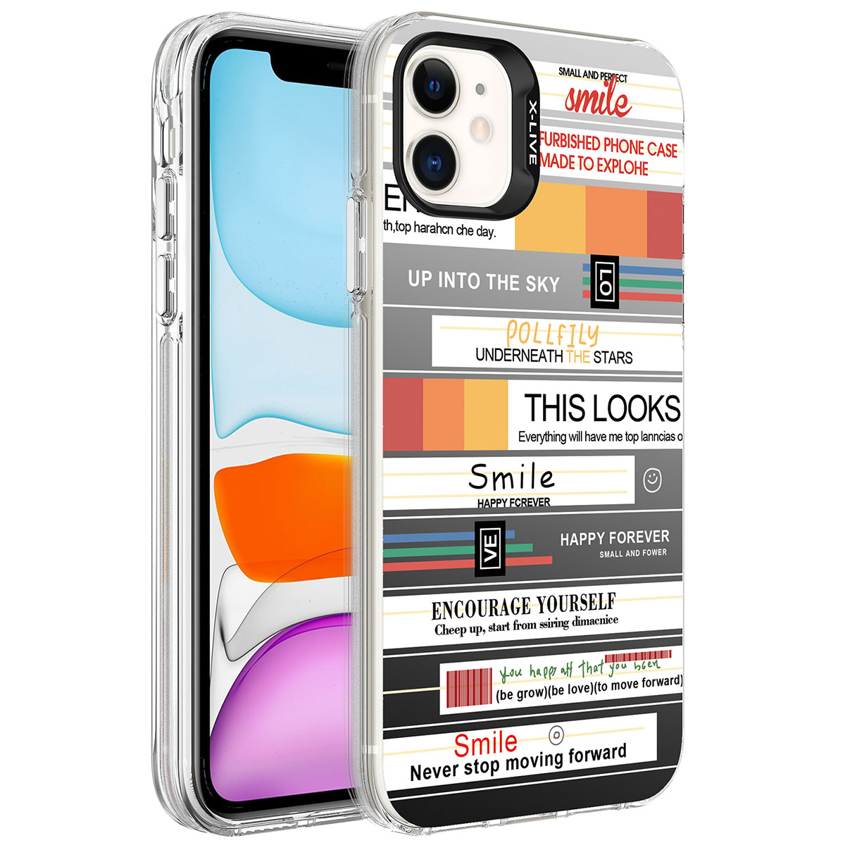iPhone Uyumlu 12 Kılıf Desenli Zore Silver Sert Kapak-Mottolar