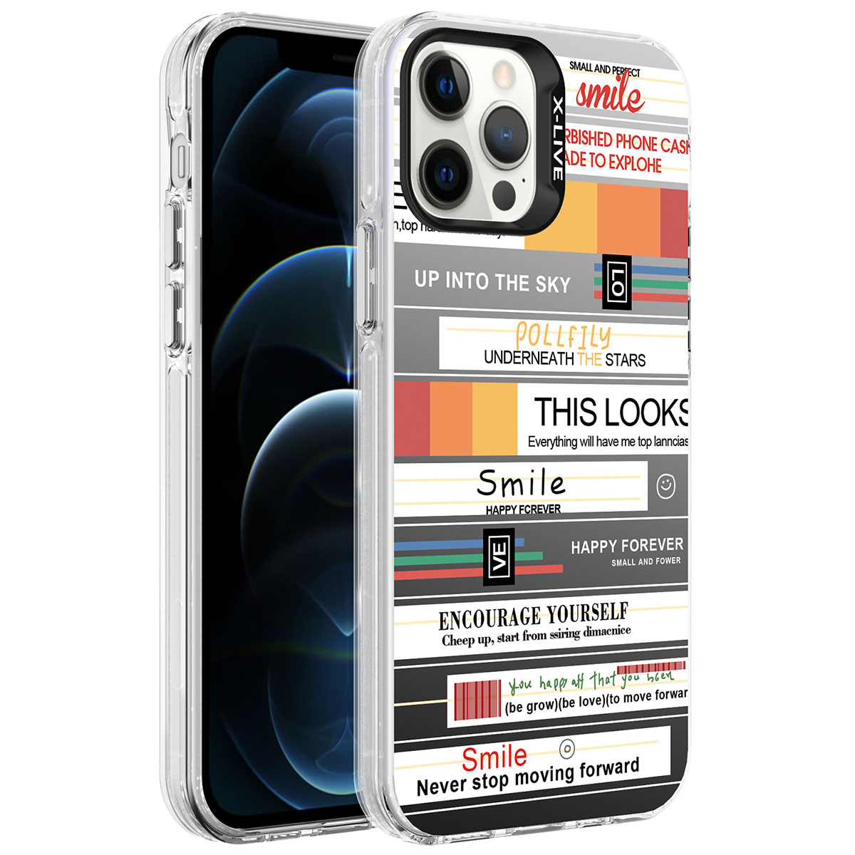 iPhone Uyumlu 12 Pro Kılıf Desenli Zore Silver Sert Kapak-Mottolar