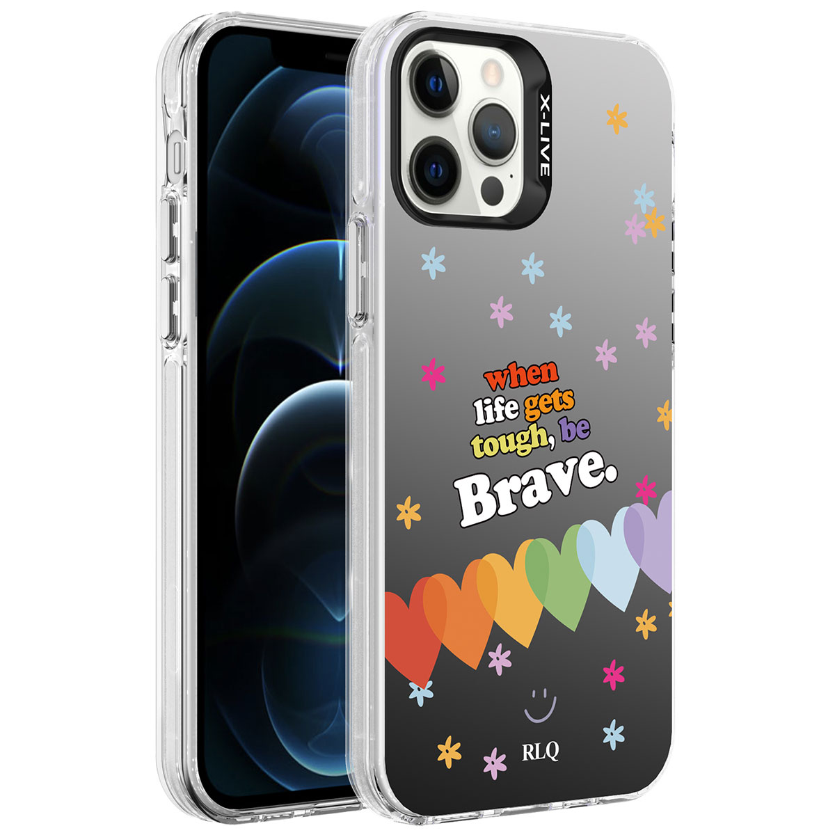 iPhone Uyumlu 12 Pro Max Kılıf Desenli Zore Silver Sert Kapak-Kalp