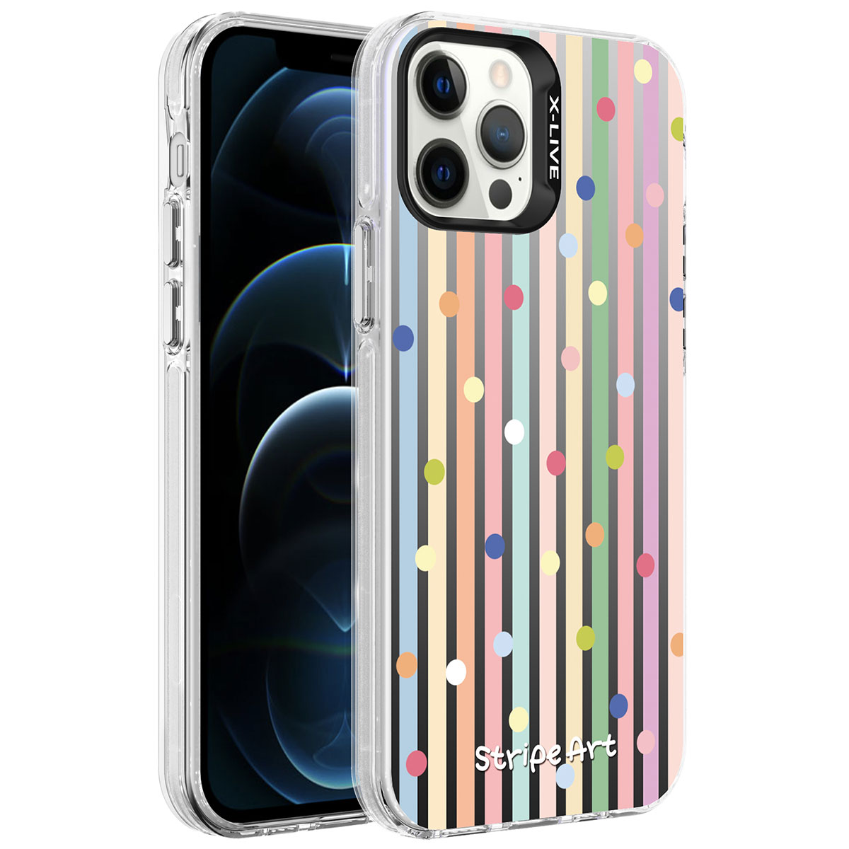 iPhone Uyumlu 12 Pro Max Kılıf Desenli Zore Silver Sert Kapak-Noktalar