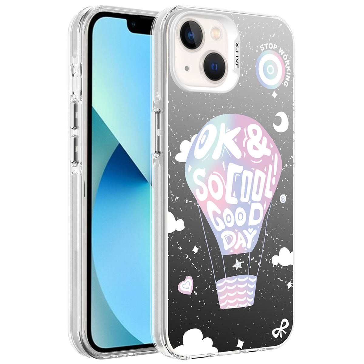 iPhone Uyumlu 13 Kılıf Desenli Zore Silver Sert Kapak